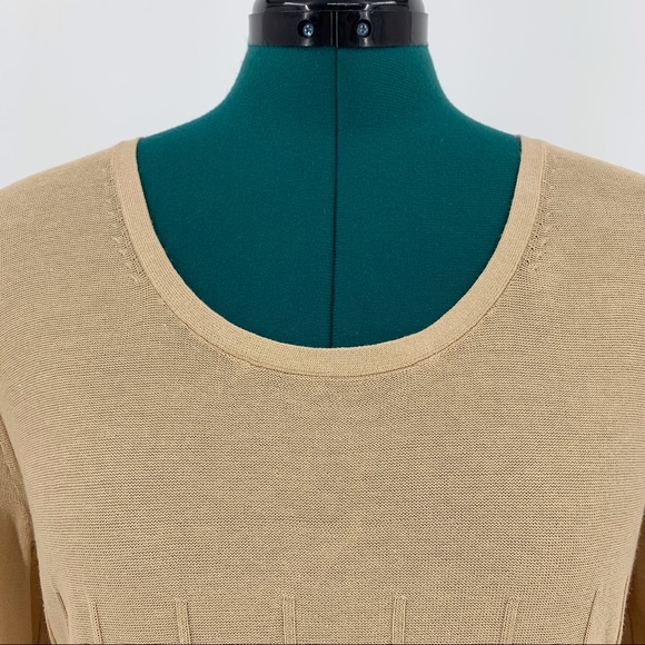 Betty Barclay Lightweight Short Sleeve Tan Sweater with Bead Accents, Small - Picture 7 of 16
